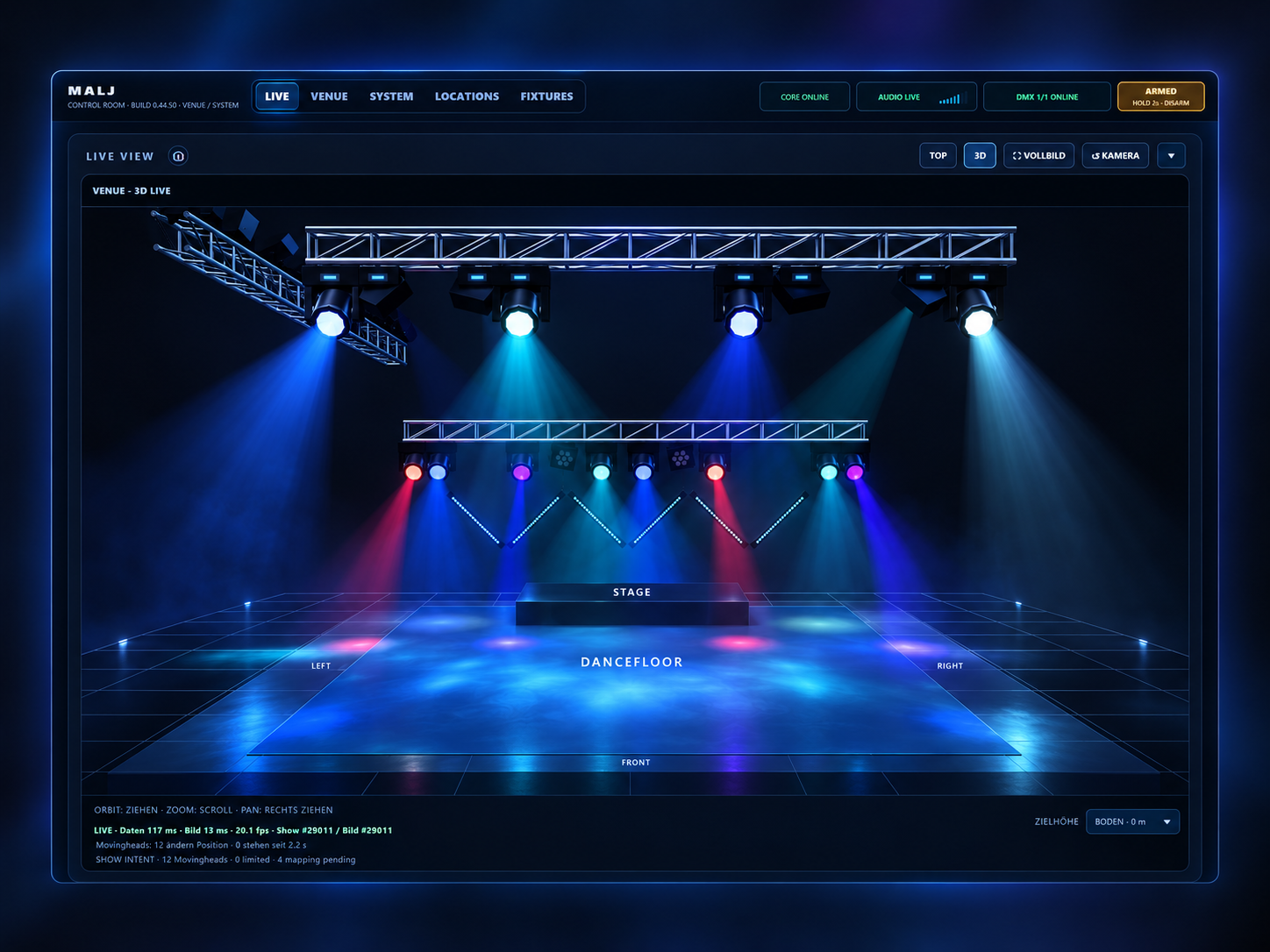 Visualisierung der MALJ 3D Live-Ansicht